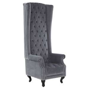 Radisson Tall Porter Chair In Grey Cotton Velvet
